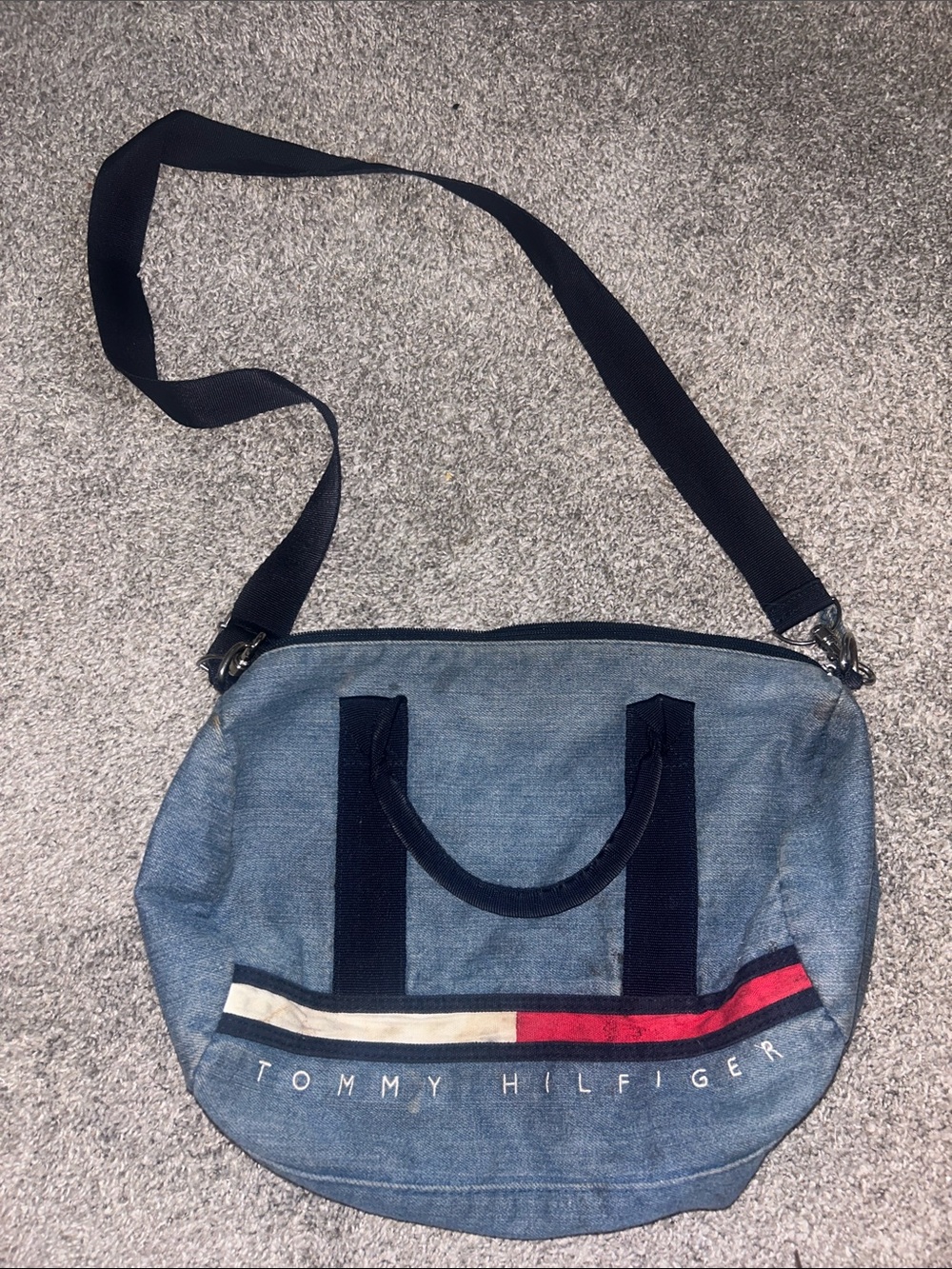 Tommy Hilfiger Denim Blue duffle with Signature Stripe